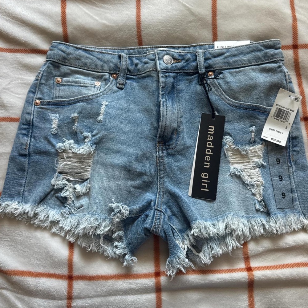 Madden Girl Light Blue Ripped Jean Shorts